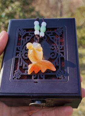 天然鱼跃龙门俏色玛瑙项坠男女