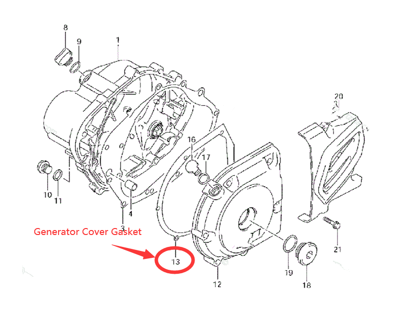 DRZ125 2003-2019 DR200 1986-1987 DR125 发电机盖密封垫 - 图1