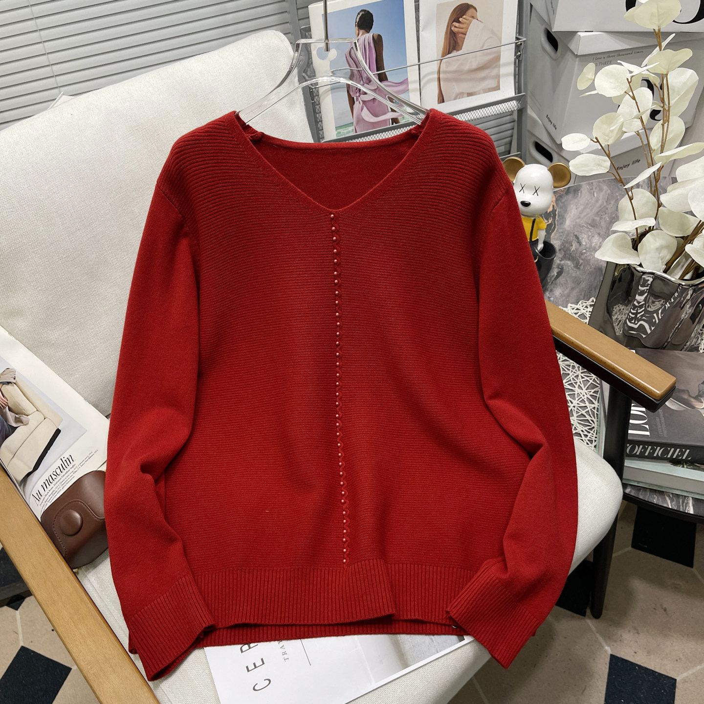 胡子叔大码女装秋新款宽松遮肉显瘦v领长袖针织打底衫女内搭毛衣,淘宝优惠券,粉丝福利购,淘宝优惠卷