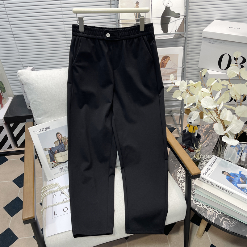 胡子叔大码女装松紧腰百搭烟管裤春秋季韩版弹力遮胯显瘦休闲裤子 - 图2