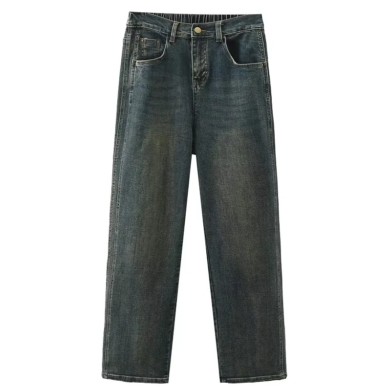胡子叔大码显瘦直筒牛仔裤女春秋新款胖mm宽松休闲高腰拖地长裤子,淘宝优惠券,粉丝福利购,淘宝优惠卷