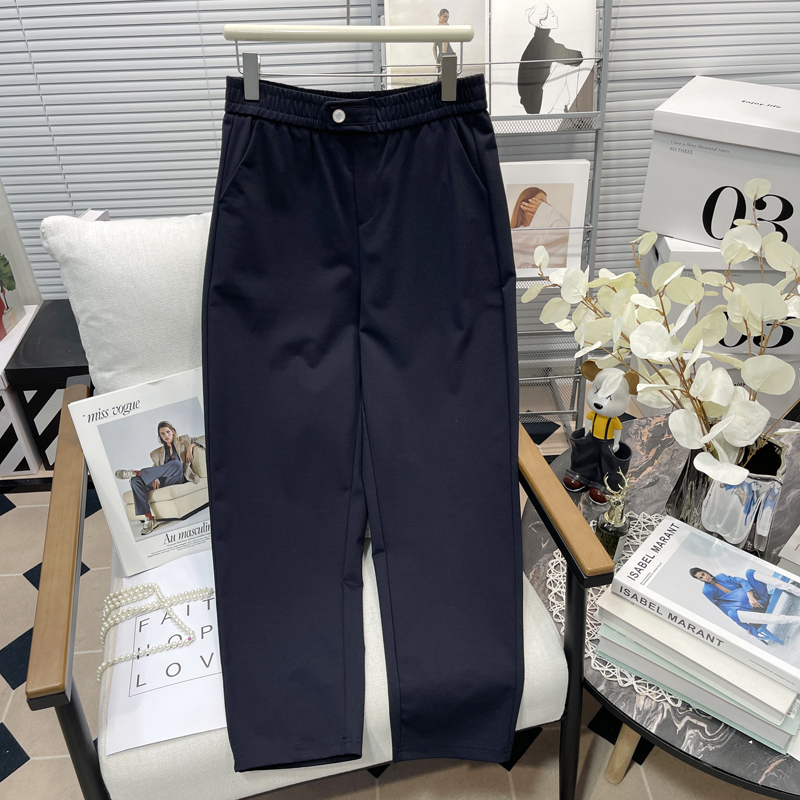 胡子叔大码女装松紧腰百搭烟管裤春秋季韩版弹力遮胯显瘦休闲裤子 - 图1