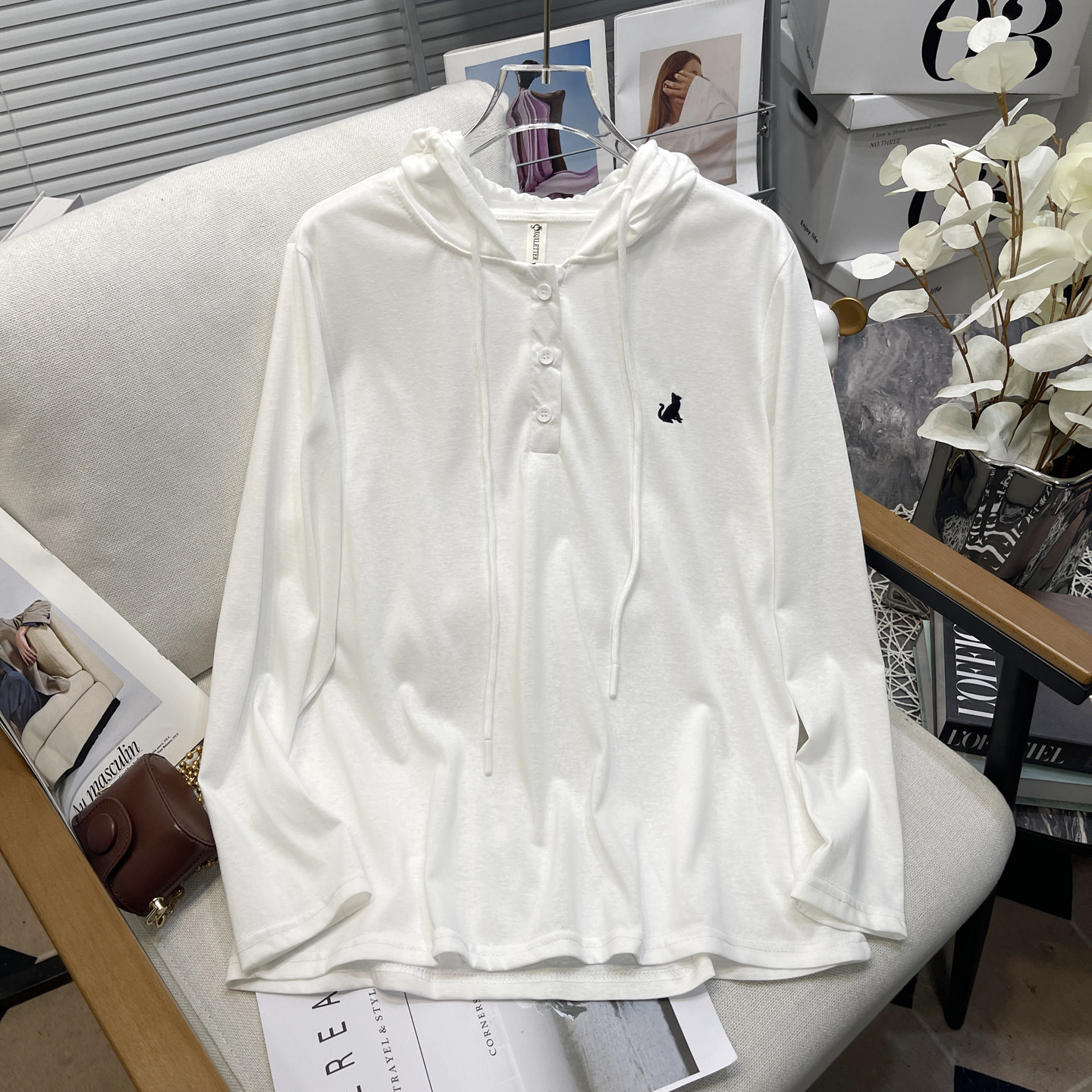 胡子叔大码女装秋季新款时尚连帽长袖T恤女刺绣胖mm显瘦百搭上衣,淘宝优惠券,粉丝福利购,淘宝优惠卷