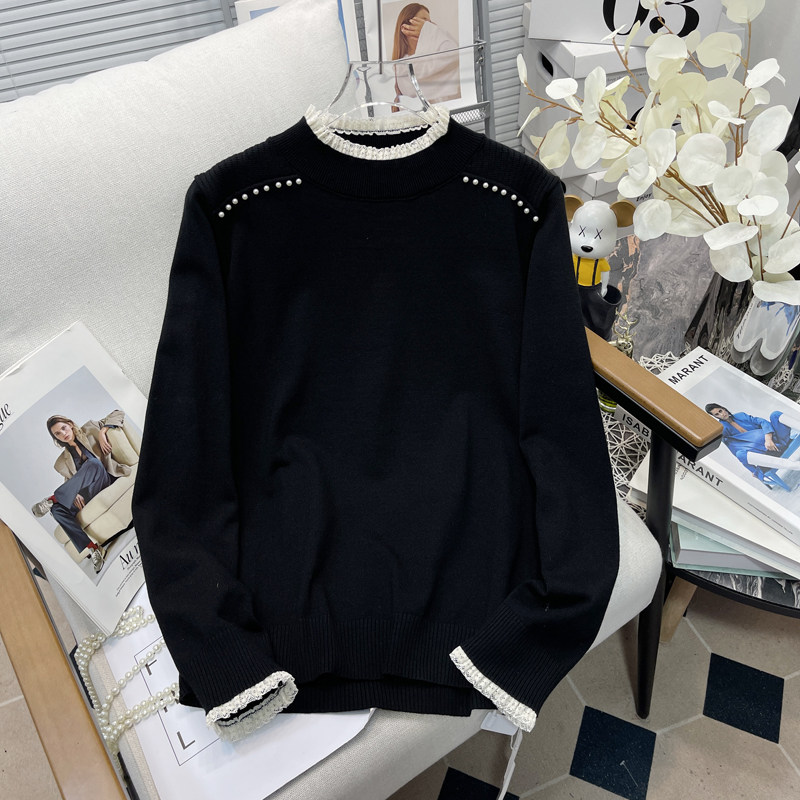 胡子叔大码女装法式高龄蕾丝花边打底针织衫内搭毛衣百搭上衣女,淘宝优惠券,粉丝福利购,淘宝优惠卷