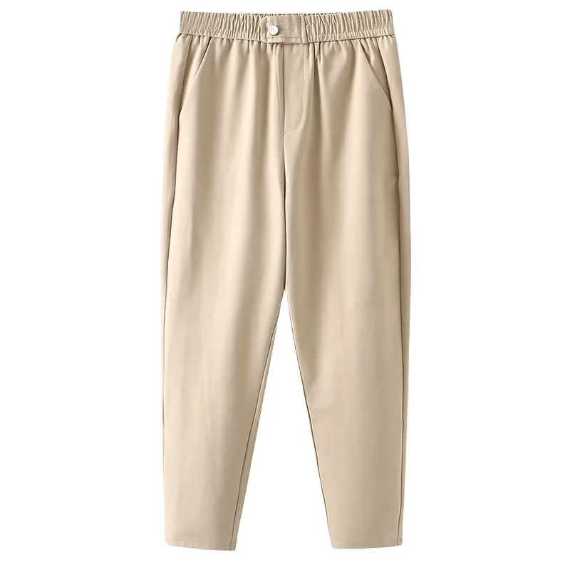 胡子叔大码女装松紧腰百搭烟管裤春秋季韩版弹力遮胯显瘦休闲裤子 - 图3