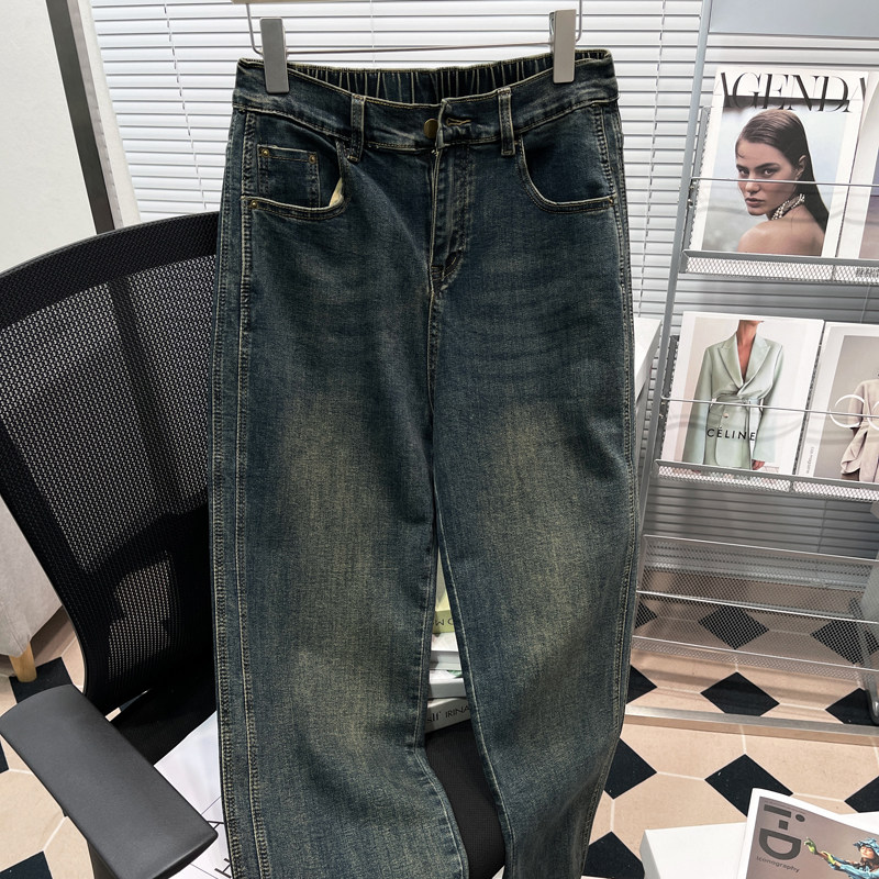 胡子叔大码显瘦直筒牛仔裤女春秋新款胖mm宽松休闲高腰拖地长裤子,淘宝优惠券,粉丝福利购,淘宝优惠卷