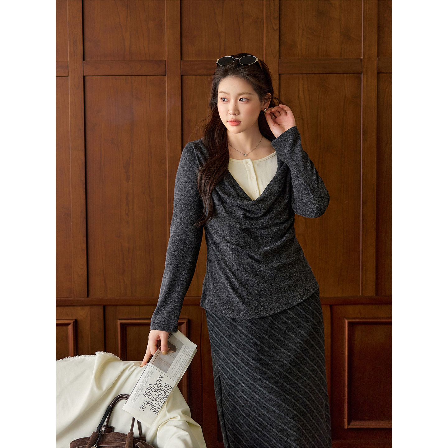 潘不卷微胖mm韩系撞色假两件长袖针织衫大码女装秋冬宽松显瘦上衣,淘宝优惠券,粉丝福利购,淘宝优惠卷