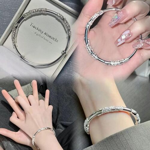 【妇女节活动送老婆】繁花似锦银色手镯三生三世手镯送女友礼物bt - 图0