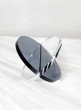 现代简约橘灰色水晶几何摆件设计