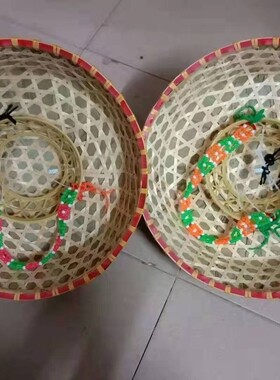 竹编斗笠草帽农民海南