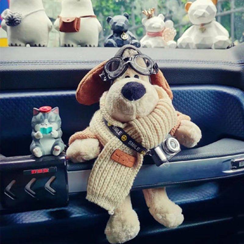 高级英国掌门狗公仔摆件飞行员狗狗玩偶带护肩圣诞节礼物车载香薰