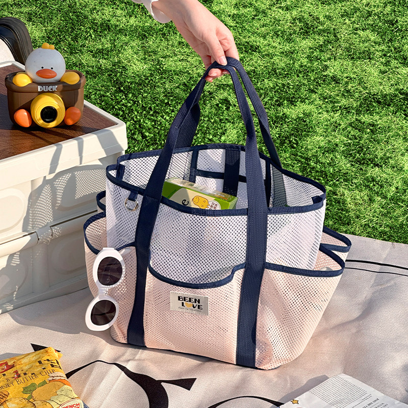 网眼沙滩包手提游泳包大容量旅游洗澡健身洗漱泳衣收纳网纱浴兜袋,淘宝优惠券,粉丝福利购,淘宝优惠卷