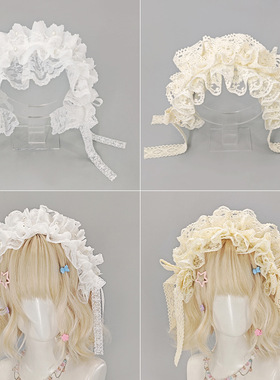 lolita甜美蝴蝶结发带漫展cos女仆发饰亚文化y2k法式蕾丝头饰