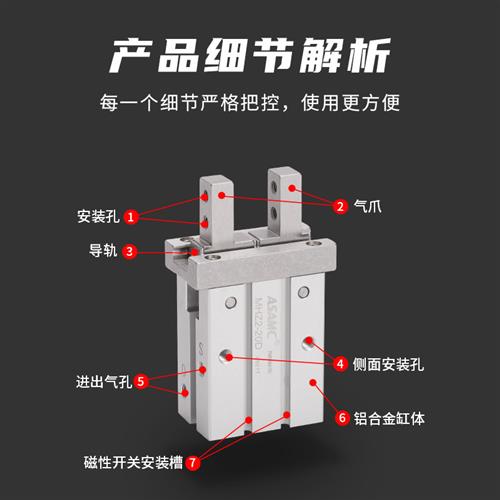 MHZ2/HFZ气动手指气缸机械手夹具平行夹爪MHZL2-10D16D20D25D32DS - 图2