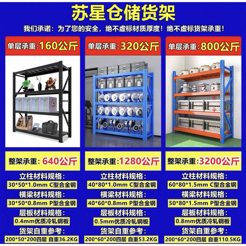 仓储仓库货架置物架多层家用商用储物架超强承重重型展示架铁架子 - 图1