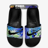 Nike Benassi Jdi Nike Slippers Мужчины и женщины порошковые черно-белые буквы пляжные песчаные тапочки 343880-090