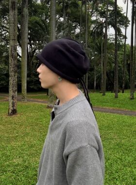 堆堆帽子秋冬季卷边针织毛线包头