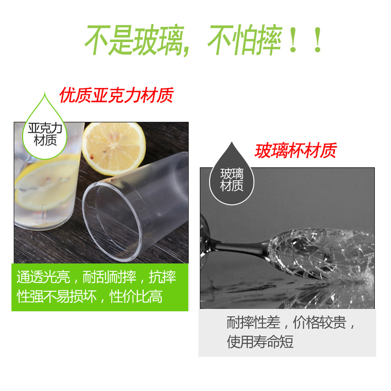 亚克力杯子  透明塑料餐厅水杯防摔茶杯啤酒杯商用饮料杯磨砂杯子 - 图1