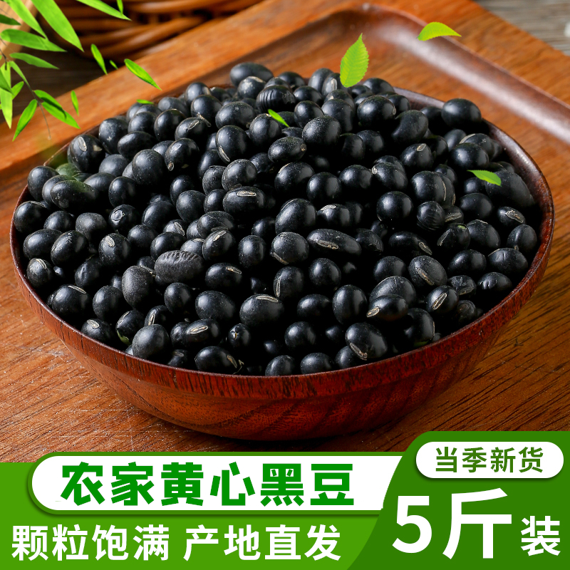 小黒豆农家自产新货日晒黑豆 乌豆五谷杂粮黄芯黑小豆5斤装包邮 - 图2