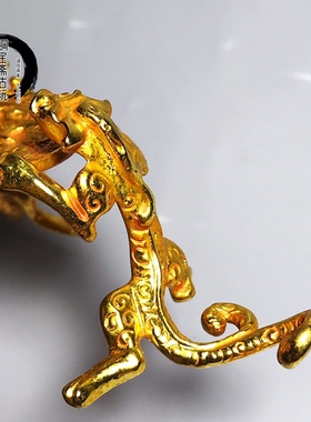 古玩收藏纯铜镀金螭龙烛台精美摆件黄铜鎏金盖置杯托底款大唐贞观
