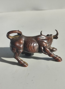 古玩杂项收藏铜牛华尔街旺市牛家居办公室客厅车内桌面创意摆件