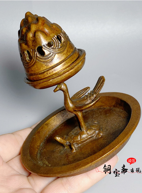 古典铜器龟鹤延年塔香炉大号熏香炉蜡台家居功夫茶道茶艺桌面摆件