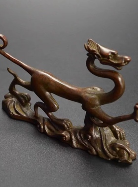 仿古铜器四大神兽青龙灵兽笔架笔搁文房用品居家茶道茶玩茶台摆件