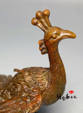 仿古铜器吉祥鸟孔雀开屏摆件百鸟之王富贵吉祥招财纳福家居装饰品