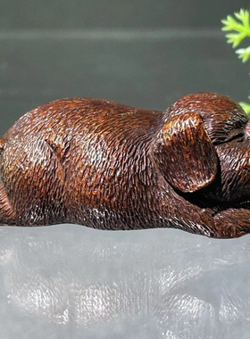 古玩收藏实心铜猪财福小猪生肖猪手把件茶宠茶道文房压纸镇尺摆件