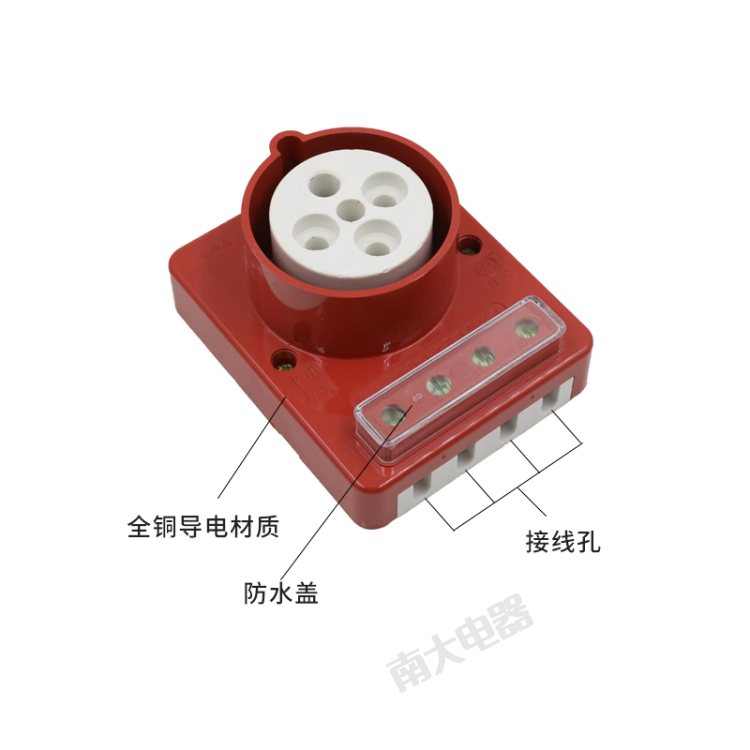 梅峰HF圆孔新型防水工业插头插座16A/32A 4芯5芯三相四线440V-图1