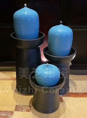 水琴花瓶加湿器流水陶罐循环水景