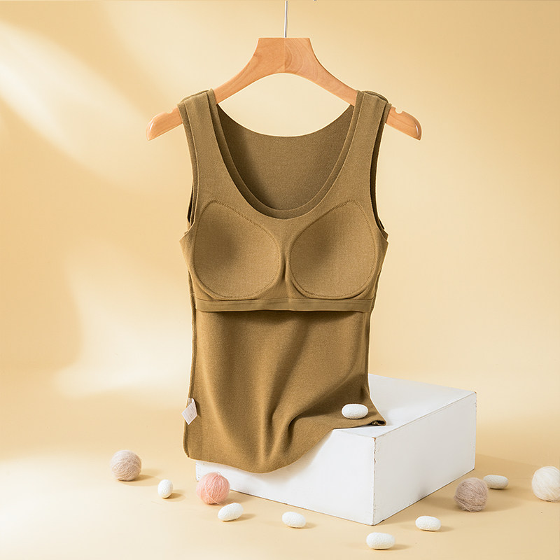 背心女秋冬加绒加厚保暖内衣带胸垫无袖上衣内搭免文胸修身打底衫,淘宝优惠券,粉丝福利购,淘宝优惠卷