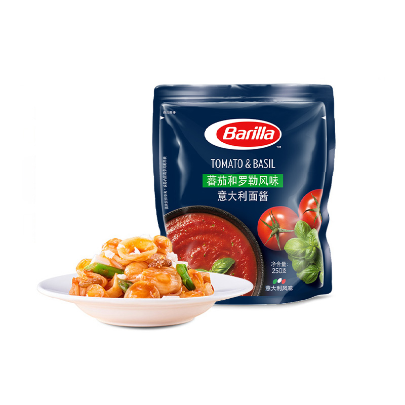 Barilla百味来番茄和罗勒风味意大利面酱250g拌面意粉西餐调料-图0