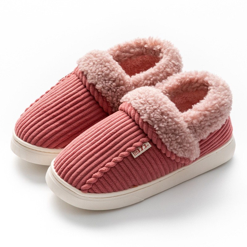 回力棉拖鞋女秋冬季家居室内毛绒情侣家用保暖包跟棉拖月子鞋HL23 - 图0