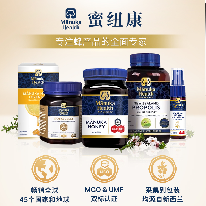 Manuka新西兰进口蜜纽康BIO100+黑蜂胶胶囊60粒高类黄酮节日送礼