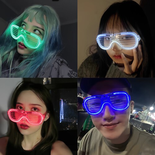 夜跑发光眼镜百叶窗LED气氛道具爆闪网红闪光蹦迪冷眼睛地摊玩具 - 图1