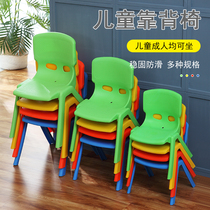 Thickened Children Leaning Back Chairs Plastic Size Benches Kindergarten Chairs Babies Study Book Table And Chairs Home Glue Stools