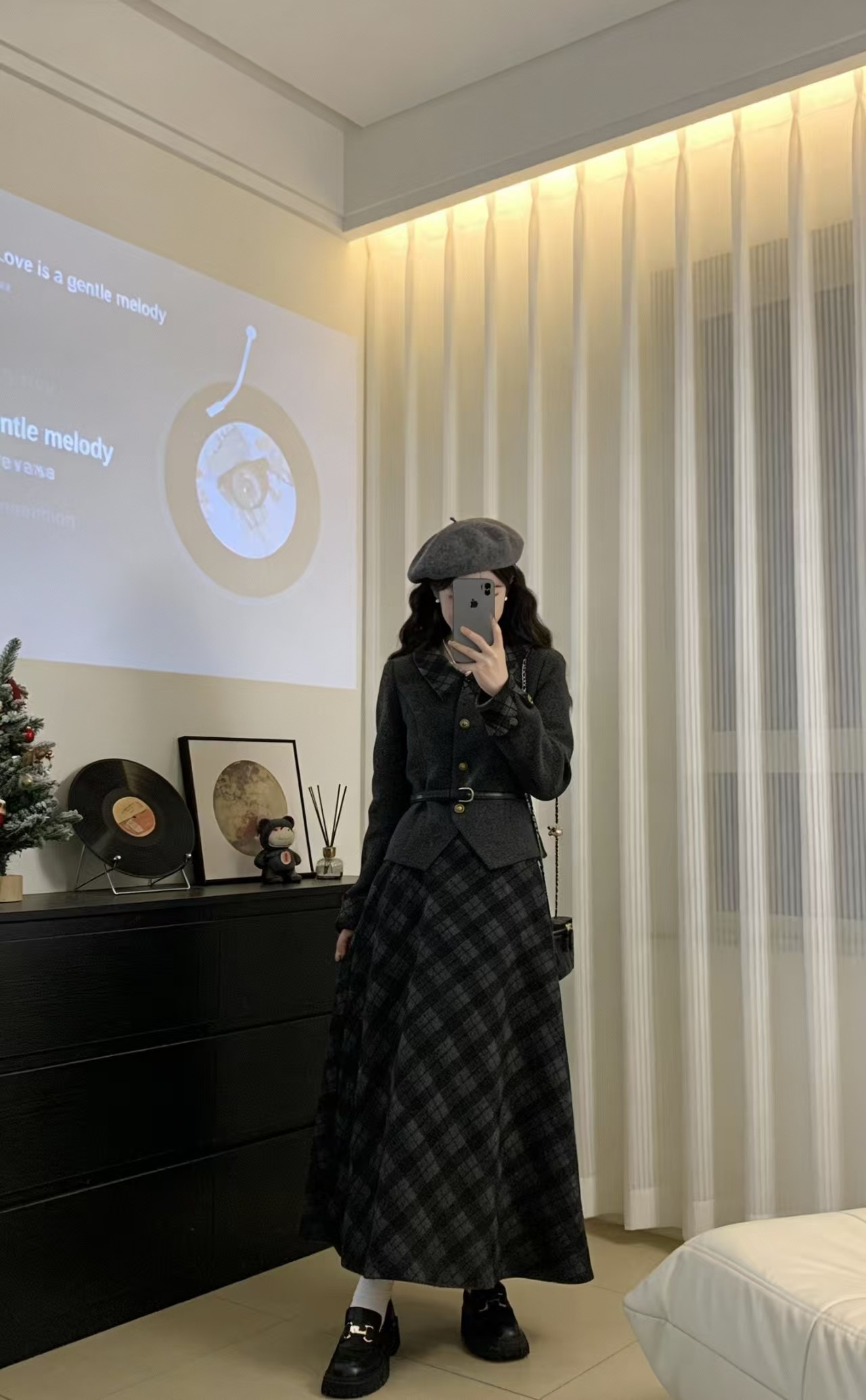 2025冬季新款大码女装韩系气质高级收腰外套半身裙格子时尚套装,淘宝优惠券,粉丝福利购,淘宝优惠卷