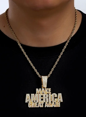 欧美男士嘻哈饰品满钻字母拼接