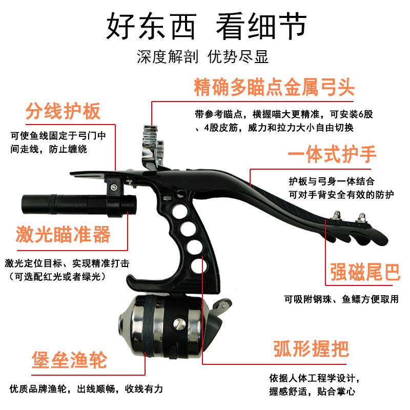 飞镖射鱼神器新款高精度鱼镖射鱼标枪弹弓专用工具鱼枪全套射鱼器 - 图1