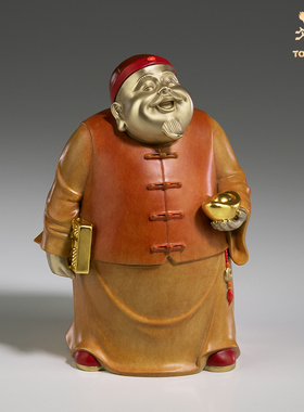 创意铜师傅精打细算过日子铜工艺品摆件办公桌家居装饰新中式