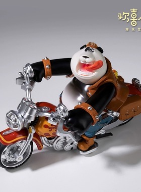 欢喜小将熊猫限量款国潮收藏手办 心存阳光《诗和远方》 潮玩桌摆