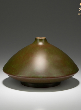 创意铜师傅四寸扁花瓶黄铜家居装饰清仓日式复古中式摆件插花