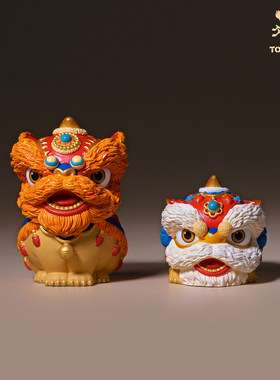 铜师傅吉祥醒狮紫铜摆件乔迁礼