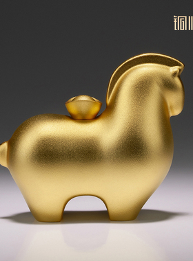 铜师傅马上有钱真金鎏镀马摆件
