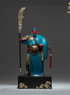 铜师傅黄铜关羽武财神摆件