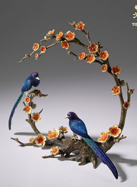 铜师傅喜上眉梢铜摆件客厅送礼