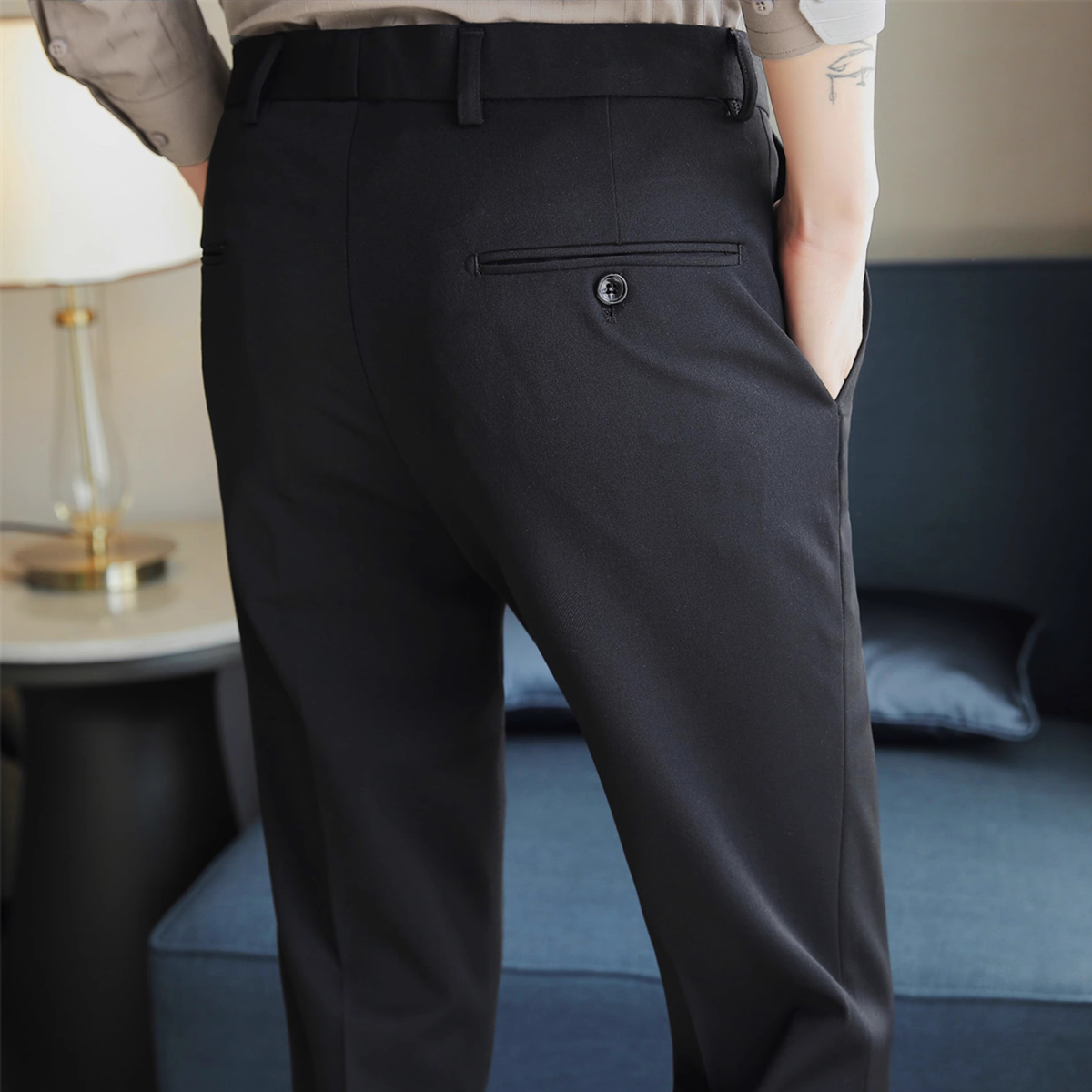 黑色西裤男秋冬加绒九分裤修身小脚长裤免烫抗皱休闲正装西装裤,淘宝优惠券,粉丝福利购,淘宝优惠卷