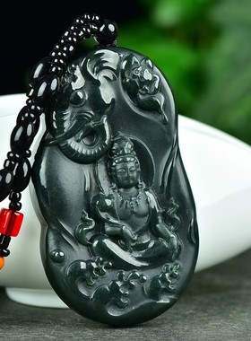 精品和田玉青玉观音菩萨吊坠