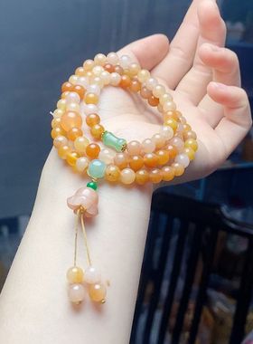 天然金丝玉铃兰花多圈手链